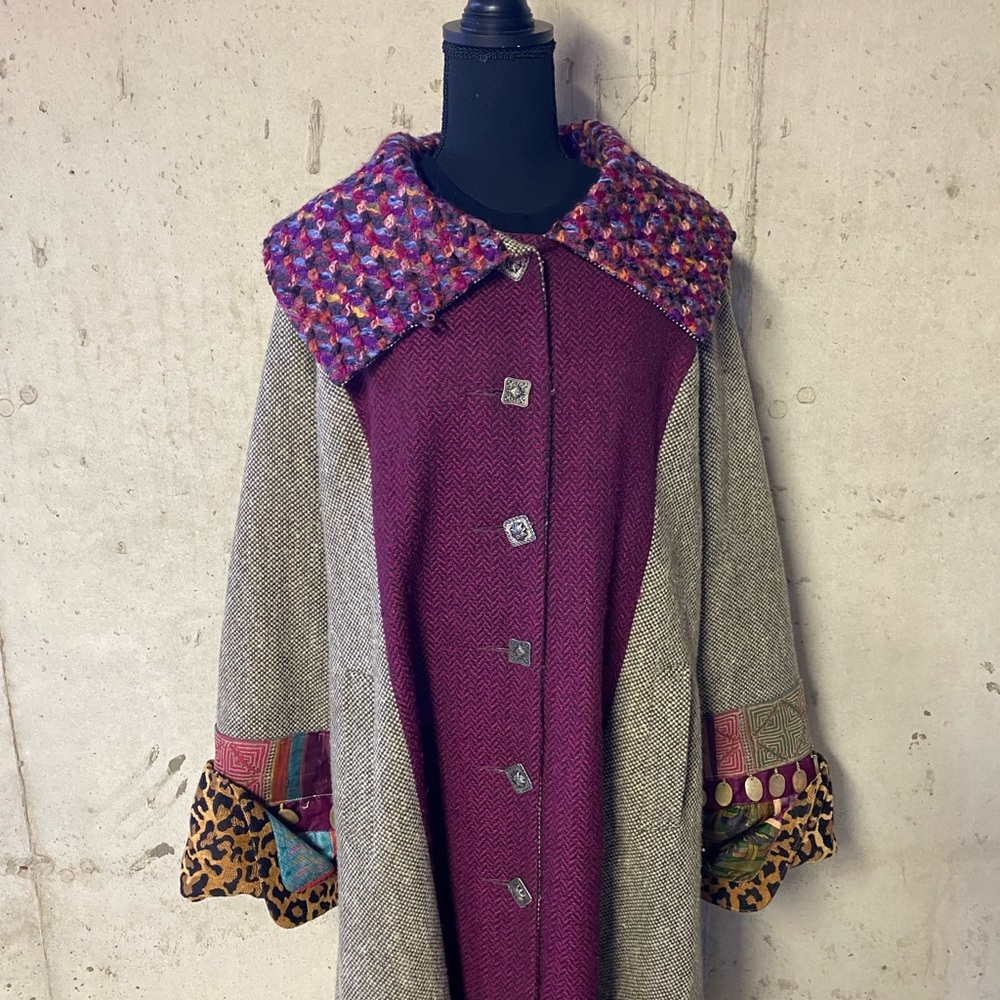 Handmade one of a kind wood tweed coat